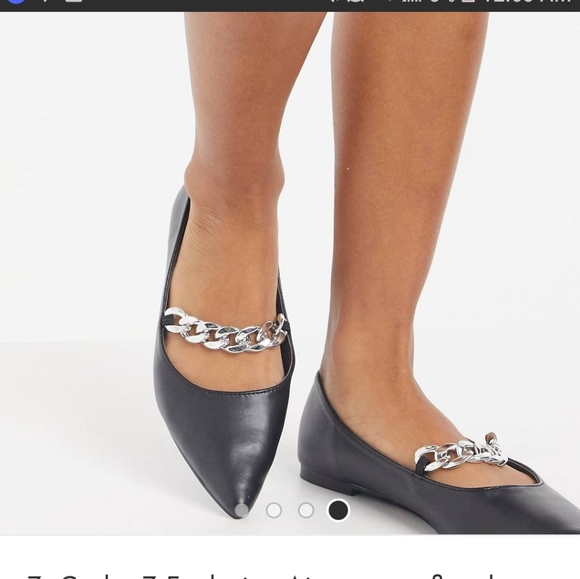 Aldo ASOS Black Vegan Leather Chain Flats sz 6 - Picture 3 of 4